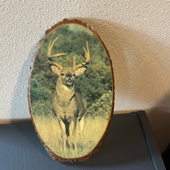 Buck Print on Wood Slice - Picture 1 of 7